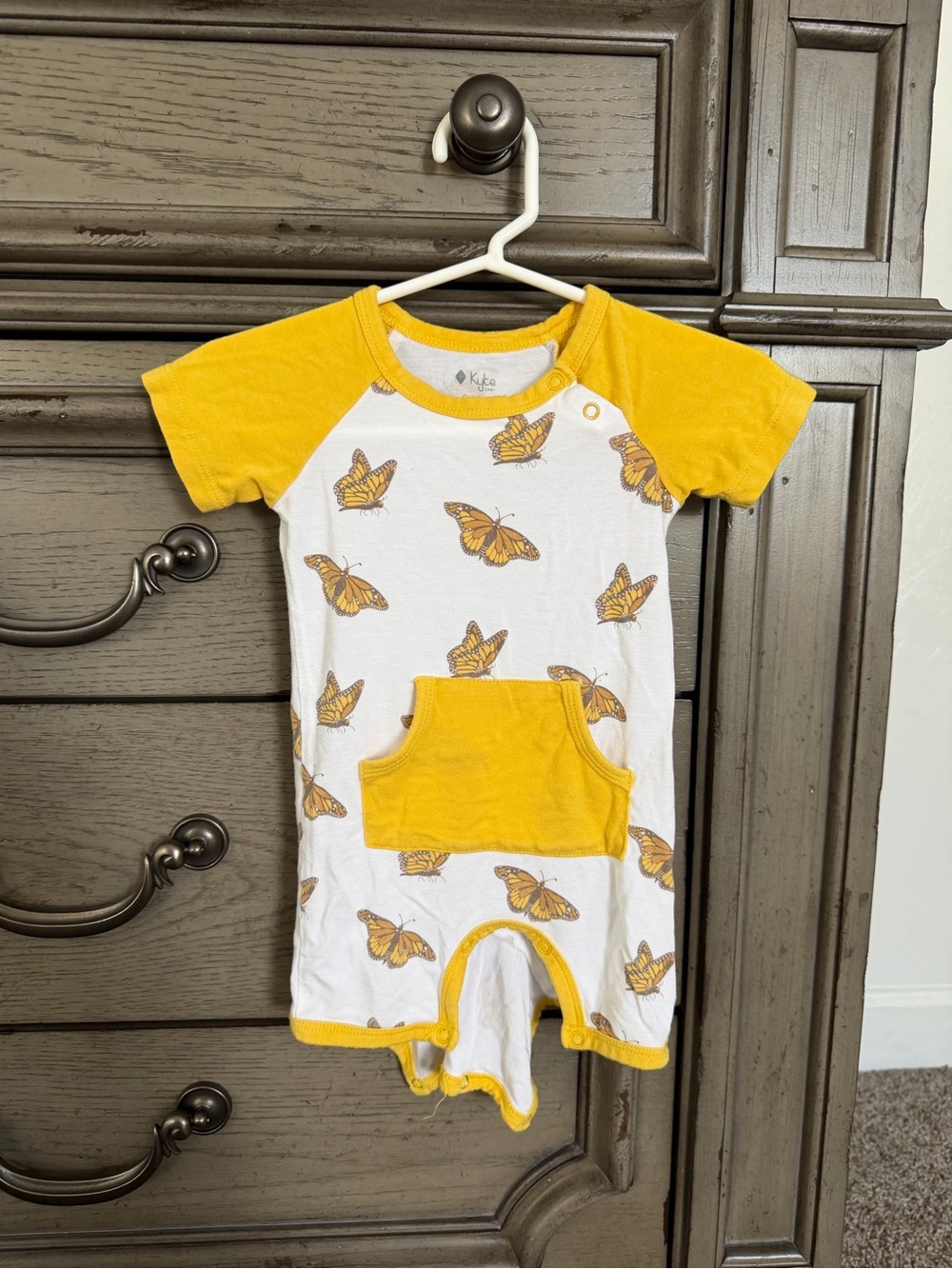 Kyte BABY Yellow & White Butterfly One-Piece